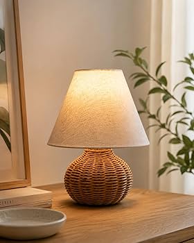Handmade Bamboo Rattan Table Lamp Boho Wicker Woven Bedside Desk Accent Light Bedroom Nursery E26 - GiftWave.co