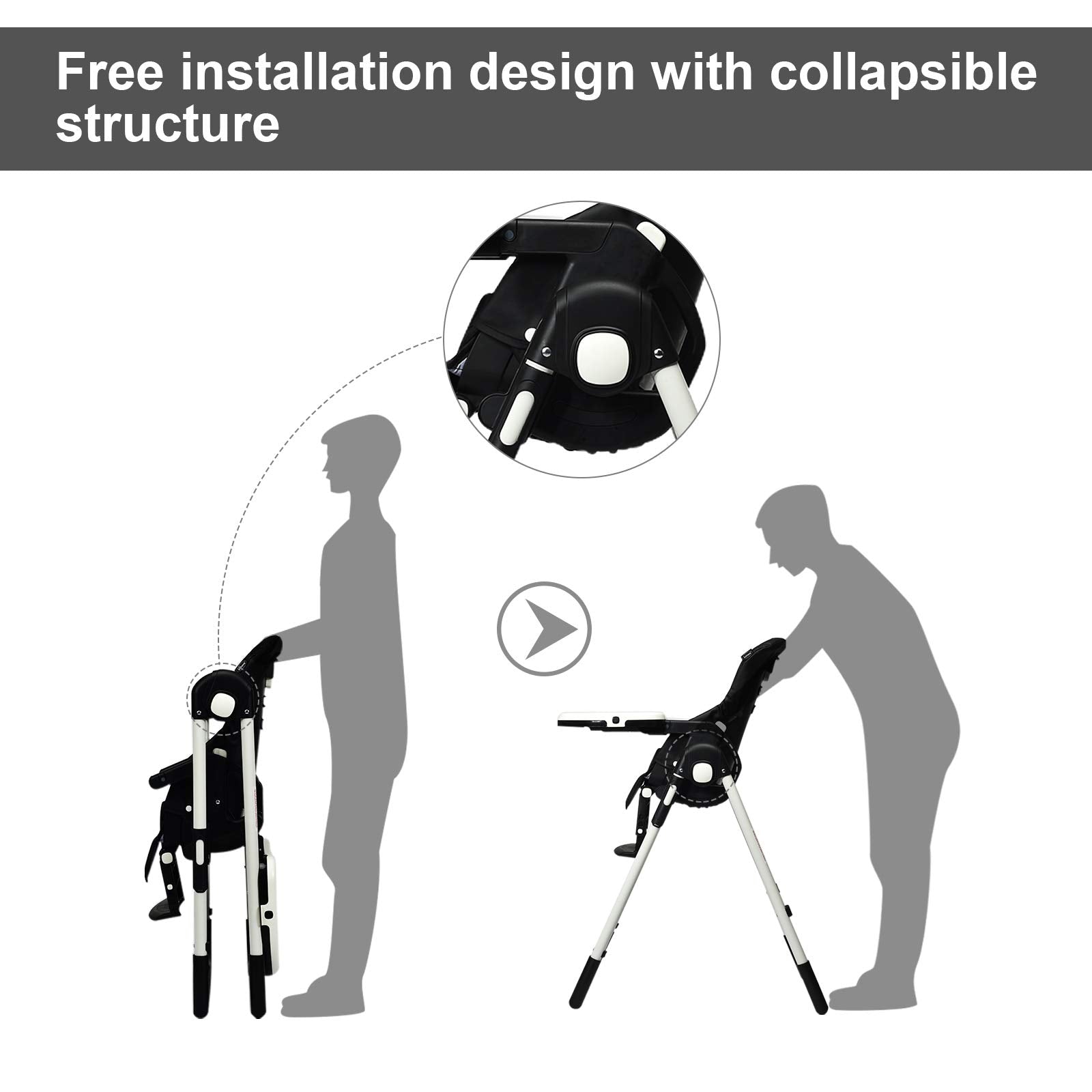 INFANS Foldable High Chair for Babies & Toddlers with Multiple Adjustabl... — View 2