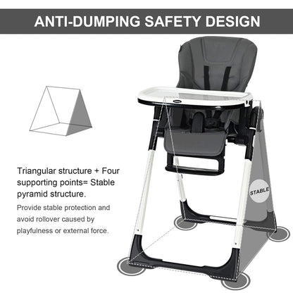 INFANS Foldable High Chair for Babies & Toddlers with Multiple Adjustabl... — View 9