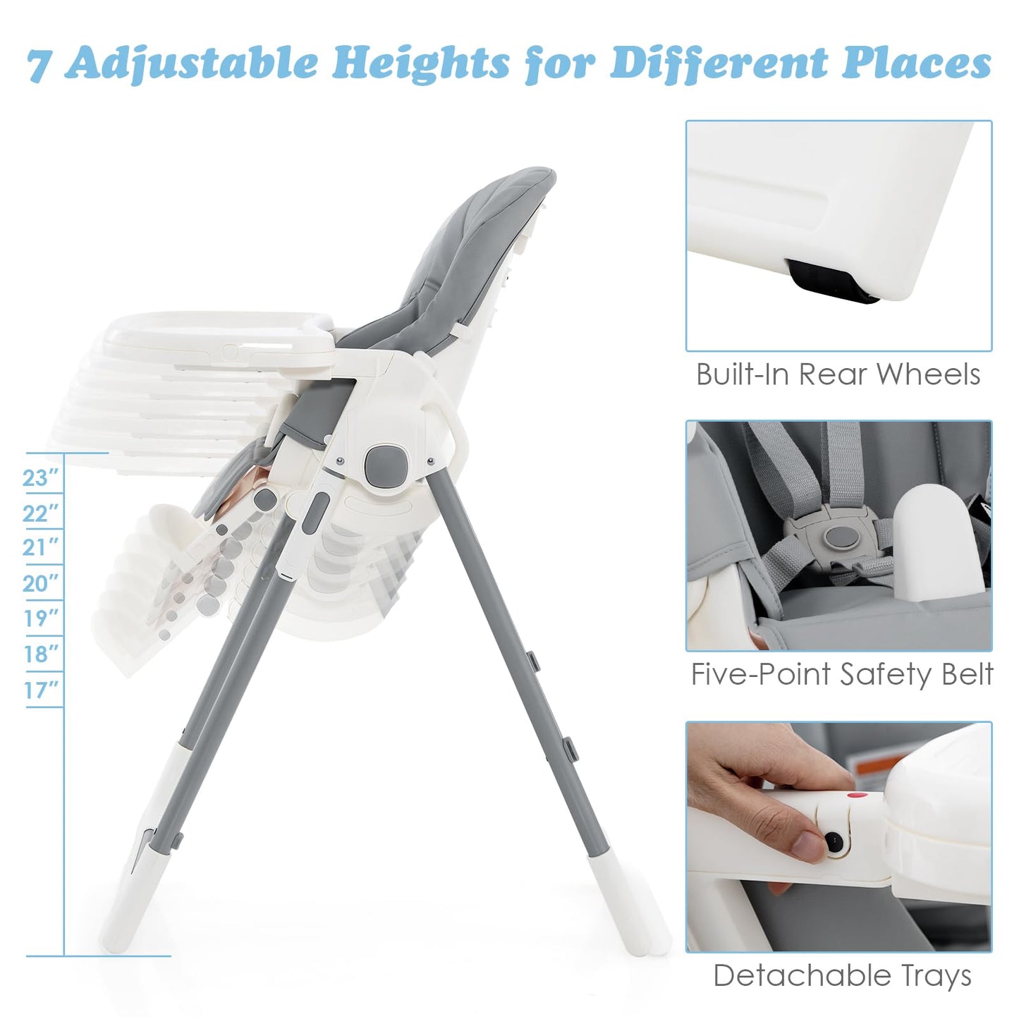 INFANS Foldable High Chair for Babies & Toddlers with Multiple Adjustabl... — View 23