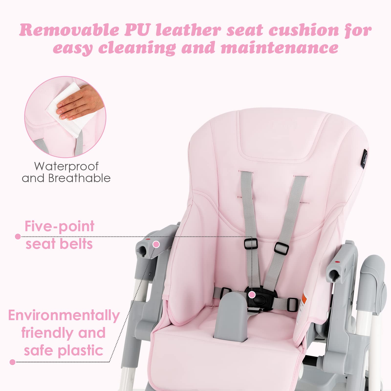 INFANS Foldable High Chair for Babies & Toddlers with Multiple Adjustabl... — View 17