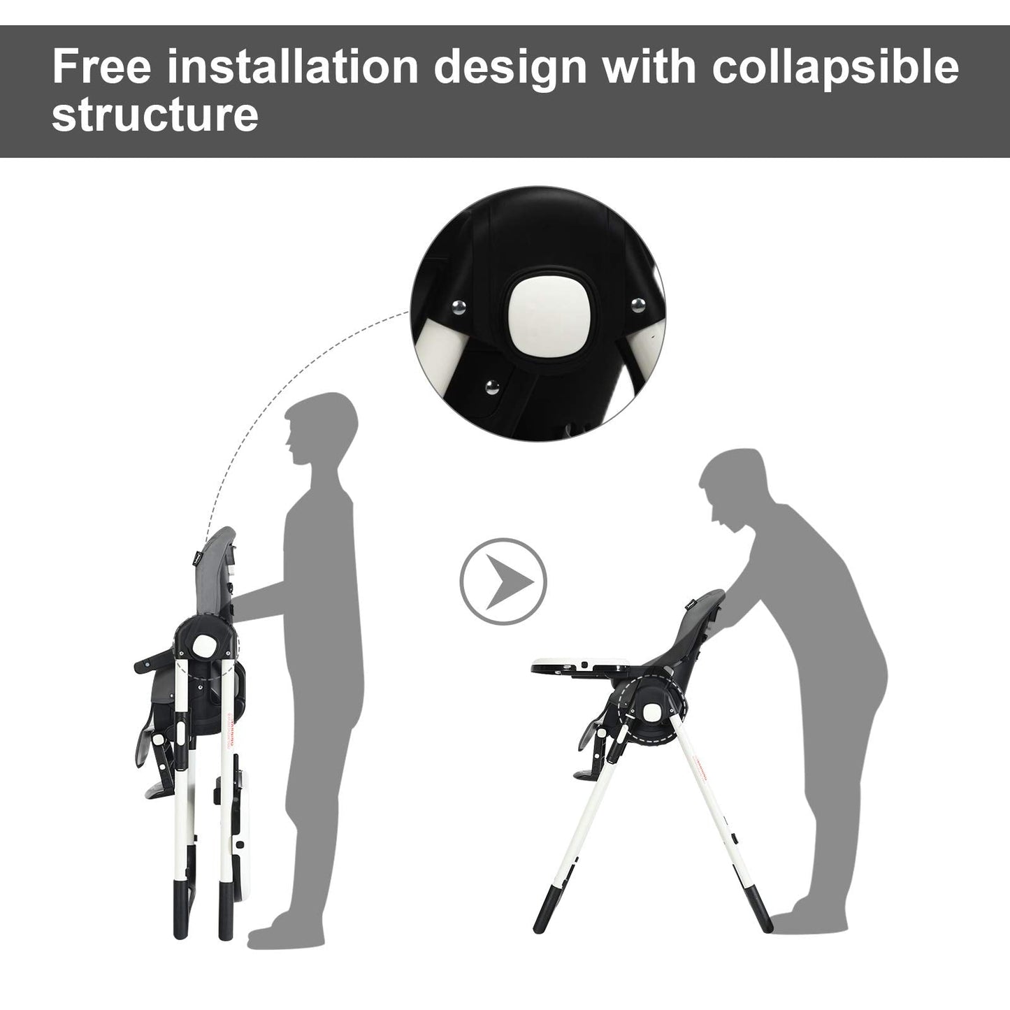 INFANS Foldable High Chair for Babies & Toddlers with Multiple Adjustabl... — View 10