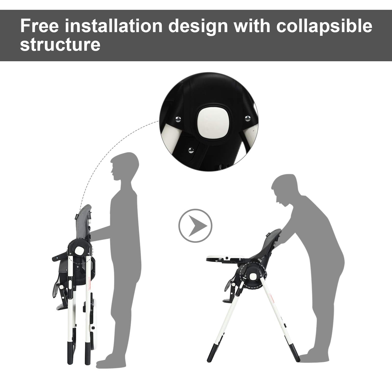 INFANS Foldable High Chair for Babies & Toddlers with Multiple Adjustabl... — View 10