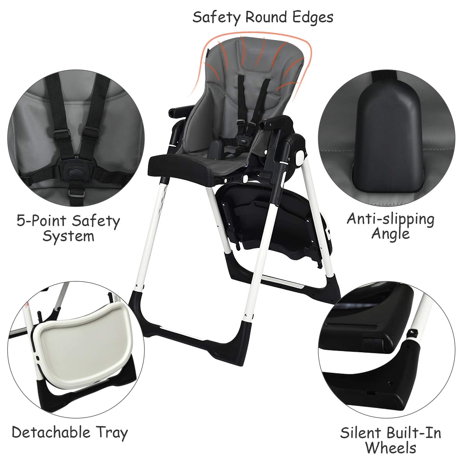 INFANS Foldable High Chair for Babies & Toddlers with Multiple Adjustabl... — View 11