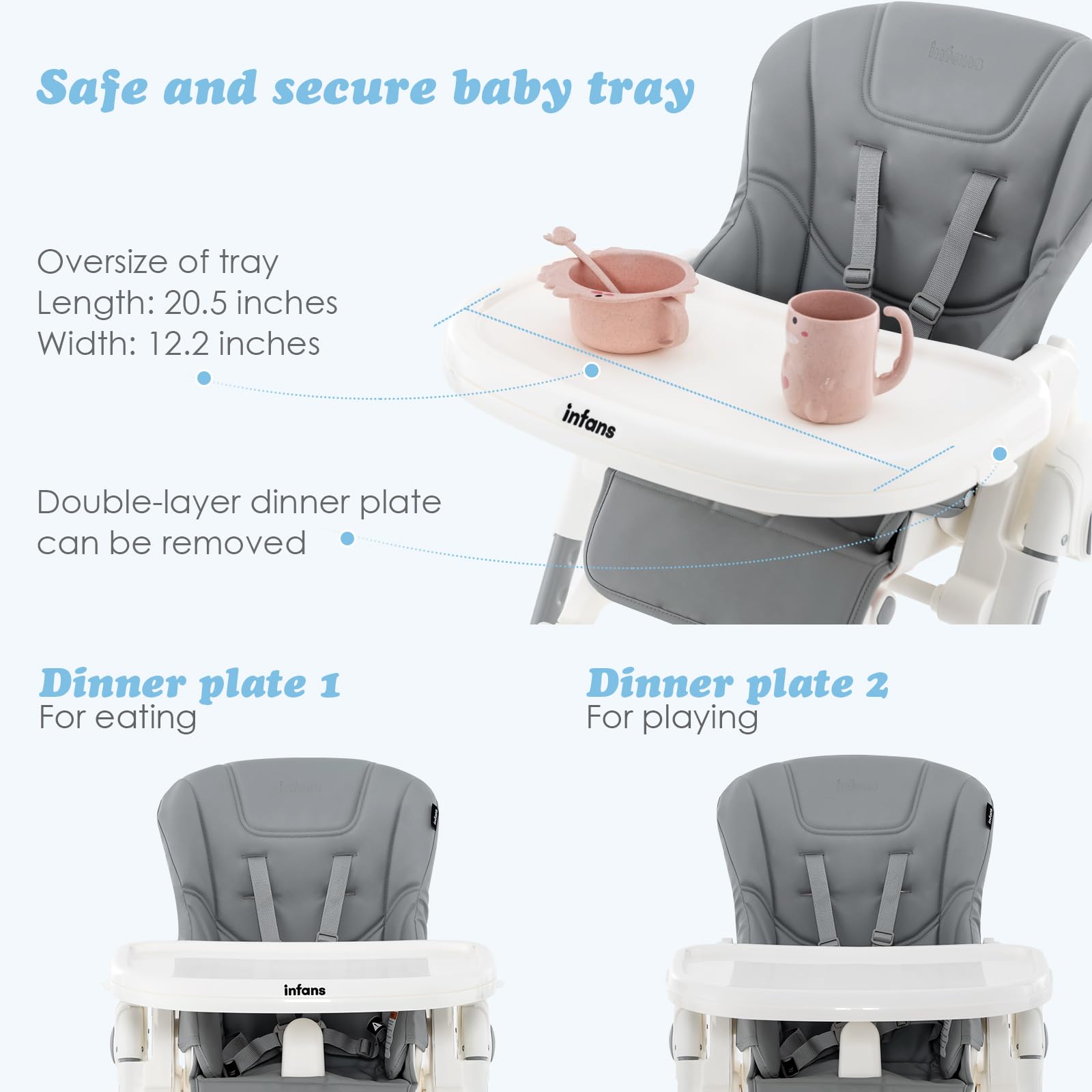 INFANS Foldable High Chair for Babies & Toddlers with Multiple Adjustabl... — View 24