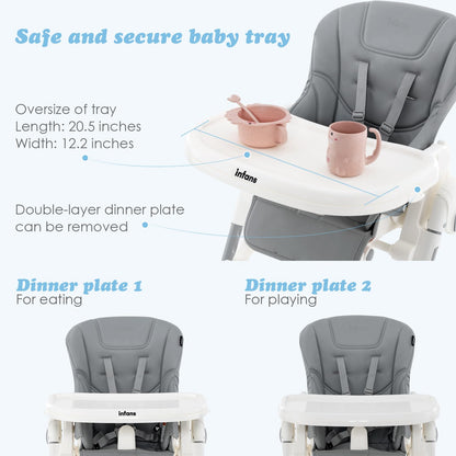 INFANS Foldable High Chair for Babies & Toddlers with Multiple Adjustabl... — View 24
