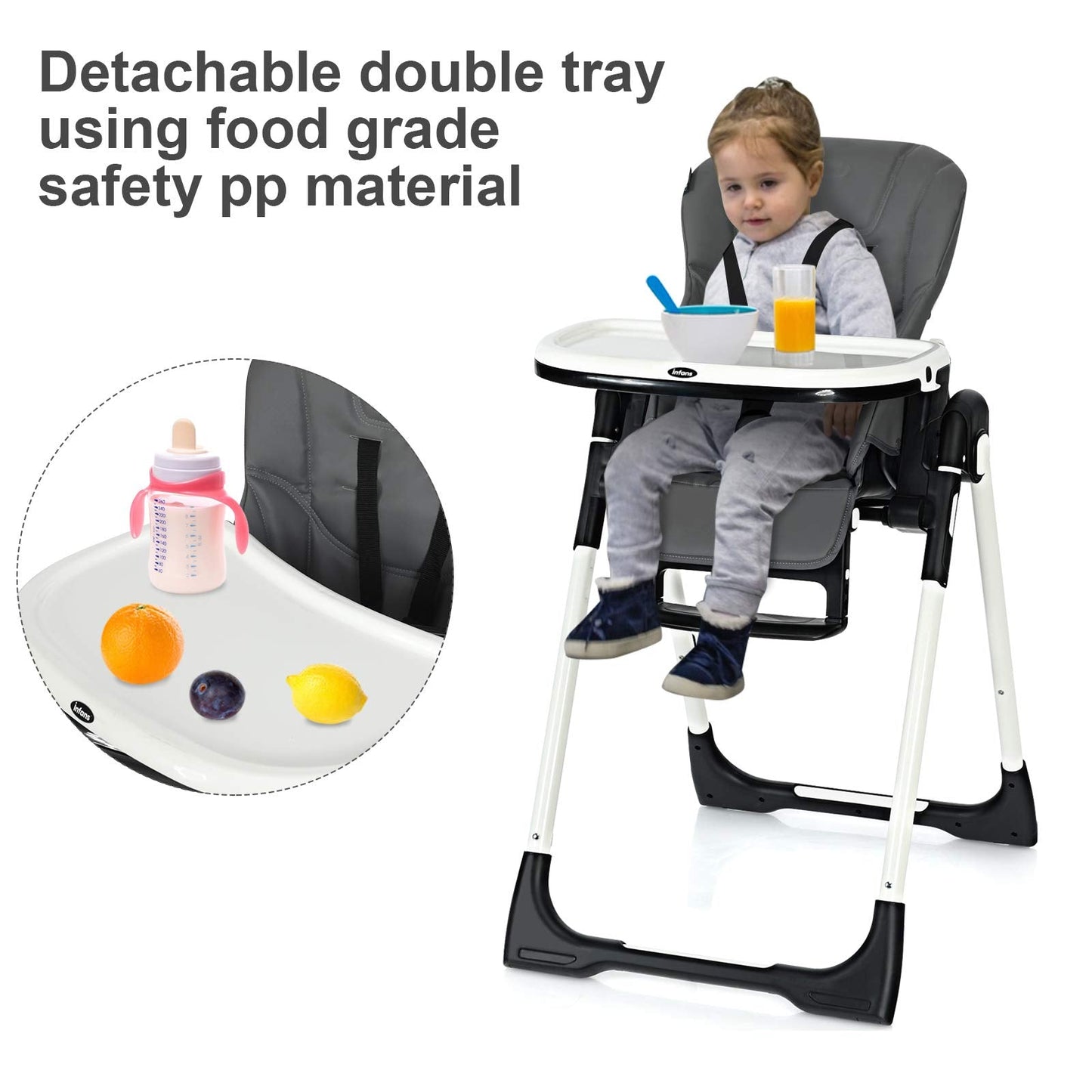 INFANS Foldable High Chair for Babies & Toddlers with Multiple Adjustabl... — View 12