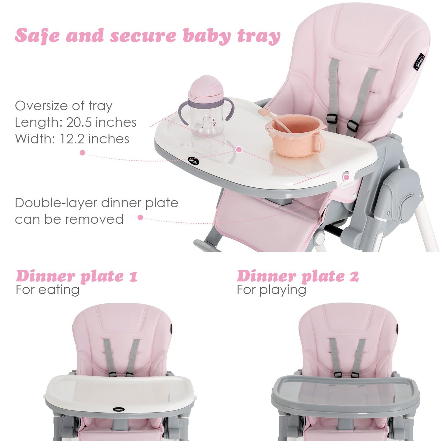 INFANS Foldable High Chair for Babies & Toddlers with Multiple Adjustabl... — View 18