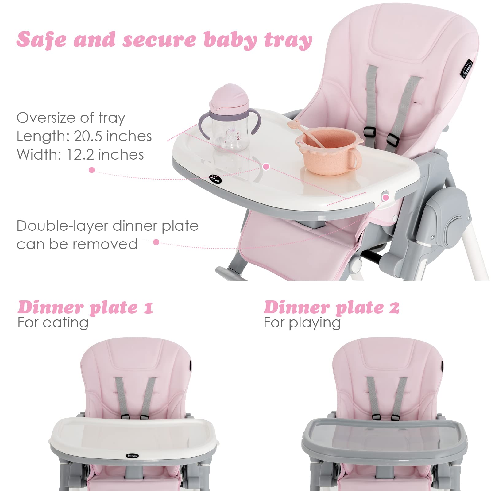 INFANS Foldable High Chair for Babies & Toddlers with Multiple Adjustabl... — View 18