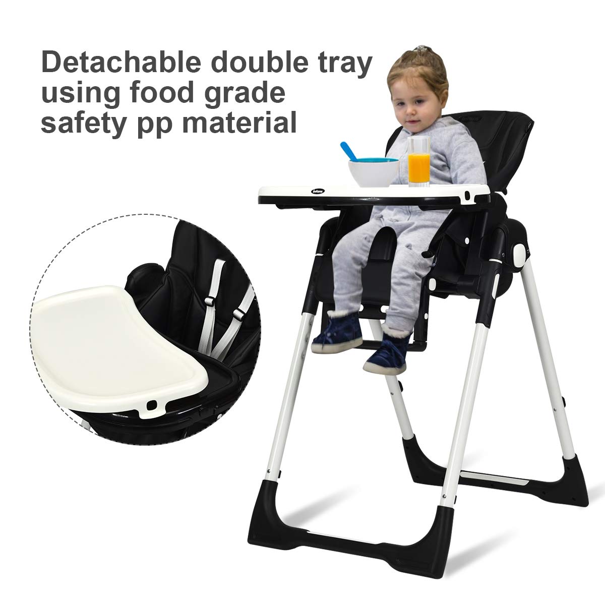 INFANS Foldable High Chair for Babies & Toddlers with Multiple Adjustabl... — View 4