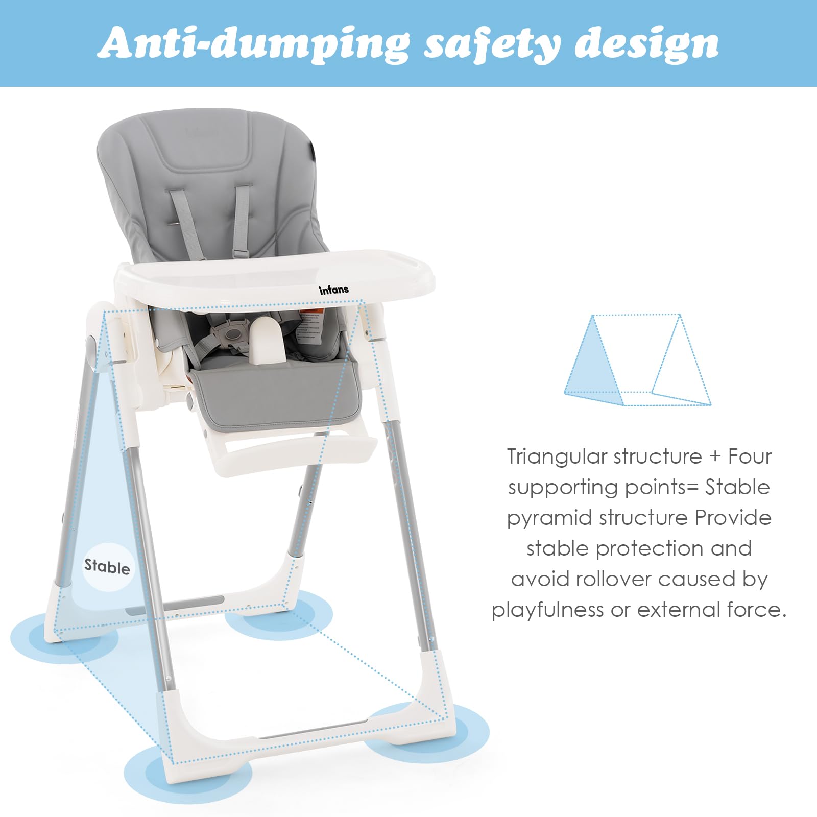 INFANS Foldable High Chair for Babies & Toddlers with Multiple Adjustabl... — View 25
