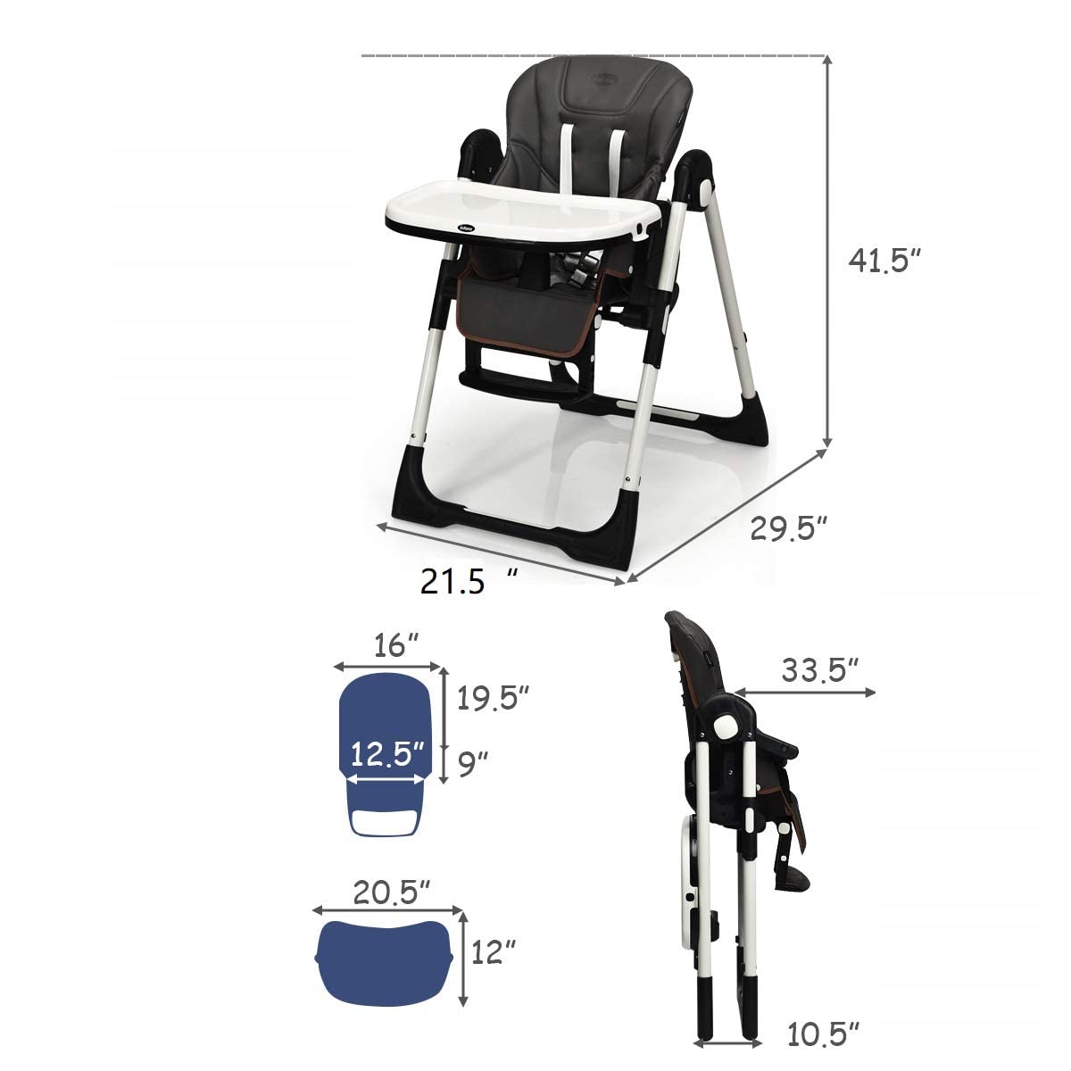 INFANS Foldable High Chair for Babies & Toddlers with Multiple Adjustabl... — View 13