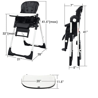INFANS Foldable High Chair for Babies & Toddlers with Multiple Adjustabl... — View 5