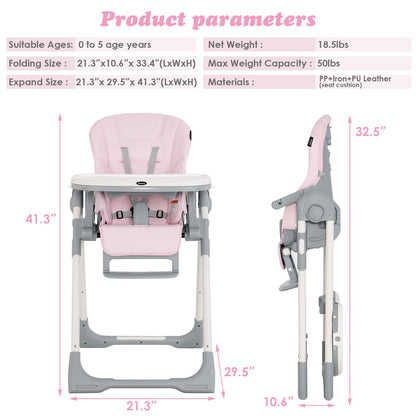 INFANS Foldable High Chair for Babies & Toddlers with Multiple Adjustabl... — View 19