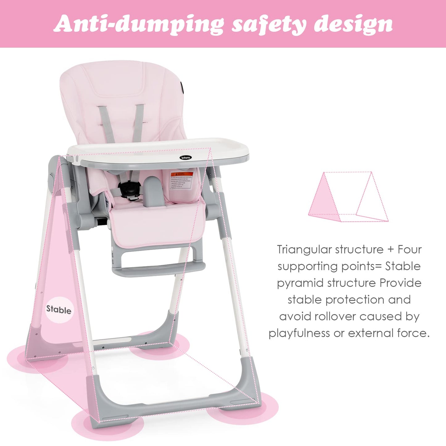 INFANS Foldable High Chair for Babies & Toddlers with Multiple Adjustabl... — View 20