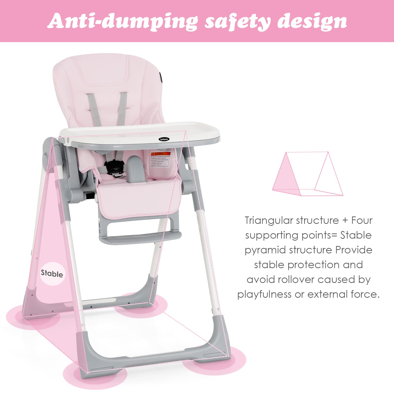 INFANS Foldable High Chair for Babies & Toddlers with Multiple Adjustabl... — View 20