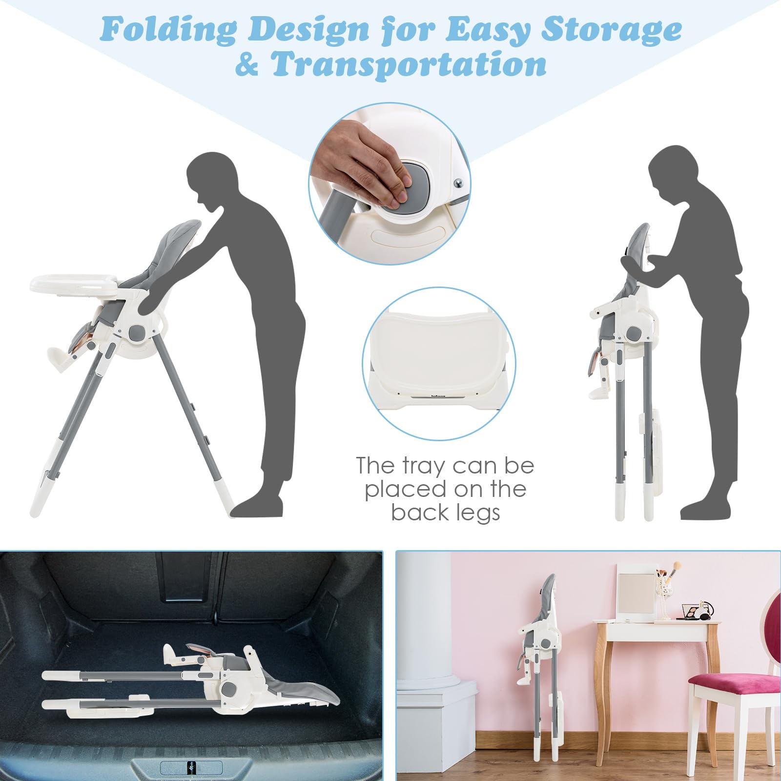 INFANS Foldable High Chair for Babies & Toddlers with Multiple Adjustabl... — View 27