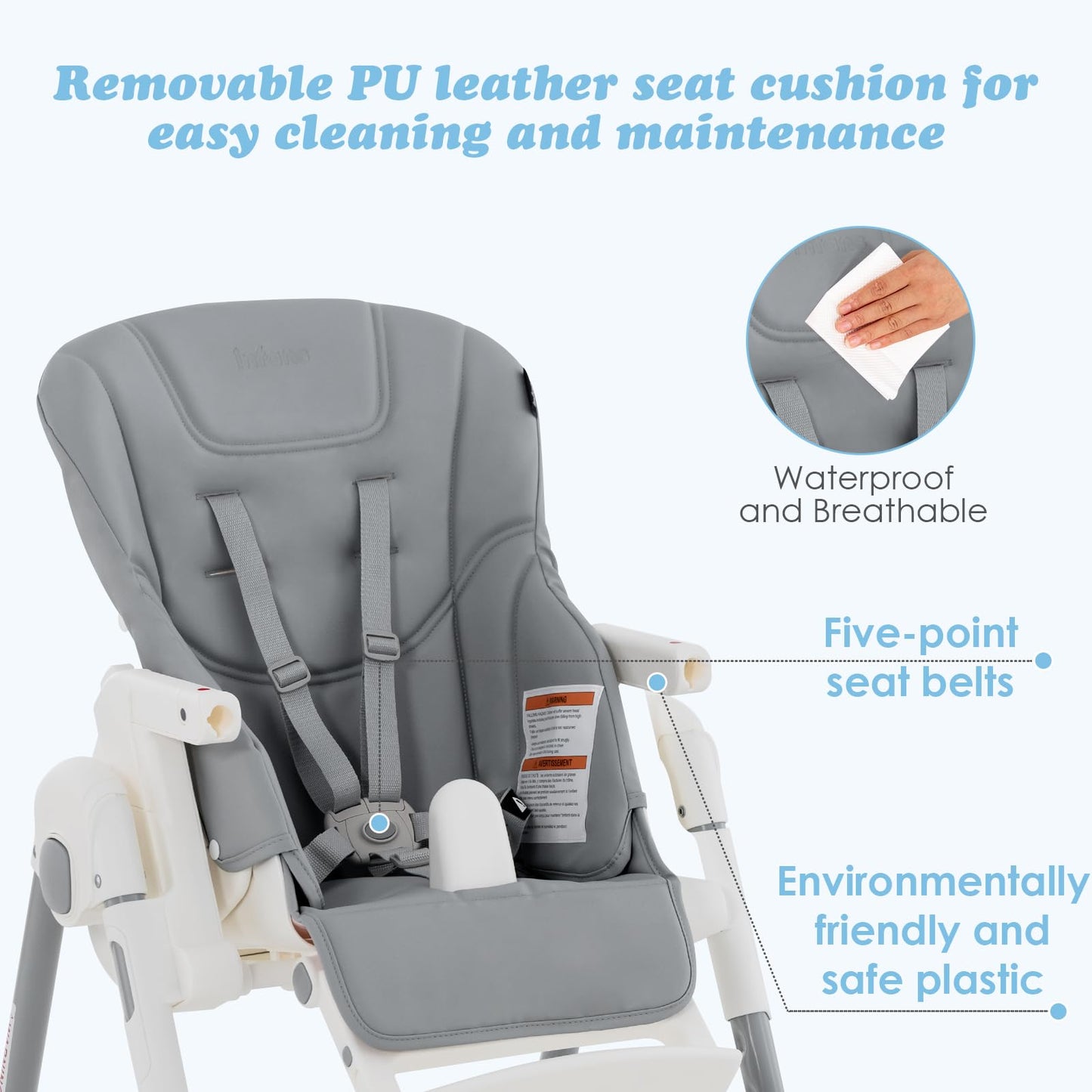 INFANS Foldable High Chair for Babies & Toddlers with Multiple Adjustabl... — View 28
