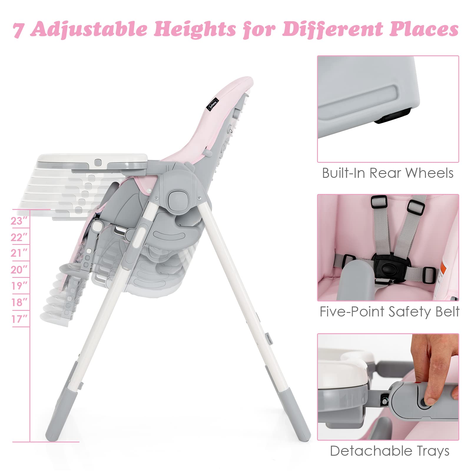 INFANS Foldable High Chair for Babies & Toddlers with Multiple Adjustabl... — View 21