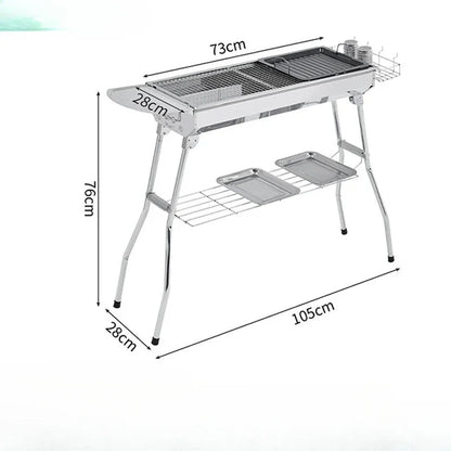Large Stainless Steel Charcoal BBQ Grill Portable Folding Barbecue Cooke... — View 2