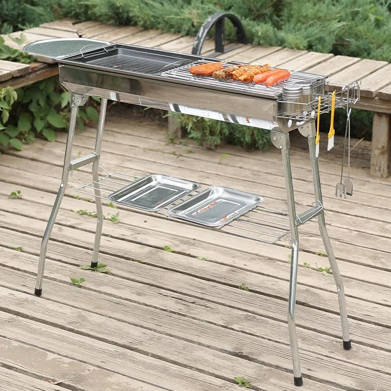 Large Stainless Steel Charcoal BBQ Grill Portable Folding Barbecue Cooke... — Gift Idea