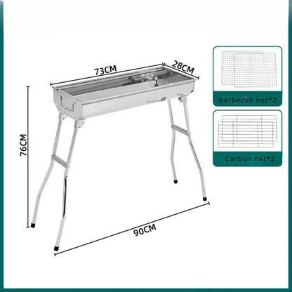 Large Stainless Steel Charcoal BBQ Grill Portable Folding Barbecue Cooke... — View 7