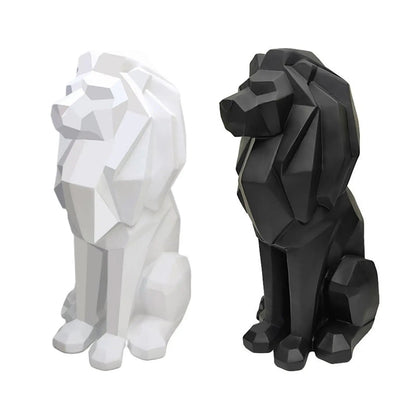 Lion Figurine Nordic Style Animal Sculpture Resin Lion Statue Home Offic... — View 3
