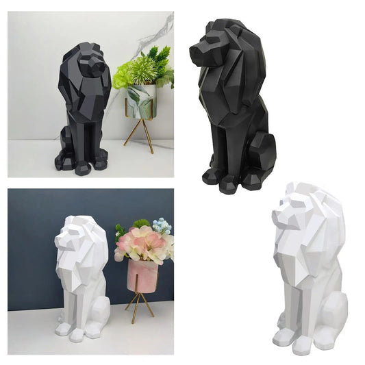 Lion Figurine Nordic Style Animal Sculpture Resin Lion Statue Home Offic... — View 2