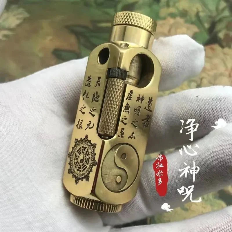 Luxury Heavy - Duty Trench Unique Chinese Themed Brass Lighter - Homebound Essentials