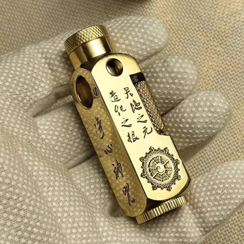 Luxury Heavy - Duty Trench Unique Chinese Themed Brass Lighter - Homebound Essentials