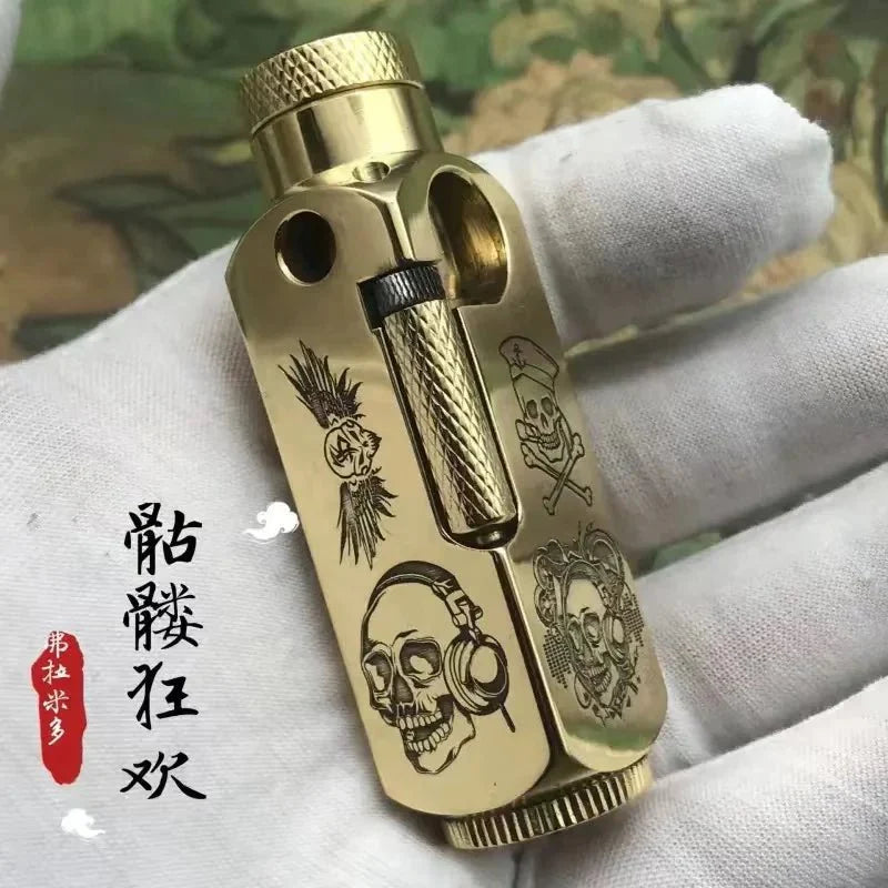 Luxury Heavy - Duty Trench Unique Chinese Themed Brass Lighter - Homebound Essentials