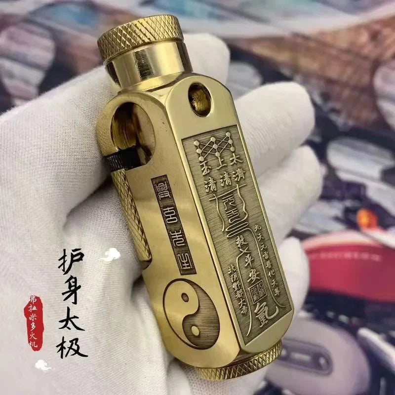 Luxury Heavy - Duty Trench Unique Chinese Themed Brass Lighter - Homebound Essentials