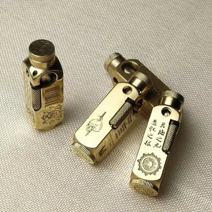 Luxury Heavy - Duty Trench Unique Chinese Themed Brass Lighter - Homebound Essentials