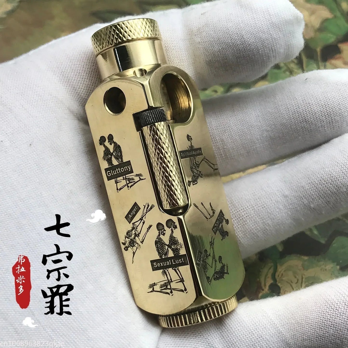 Luxury Heavy - Duty Trench Unique Japanese Themed Brass Lighter - Homebound Essentials