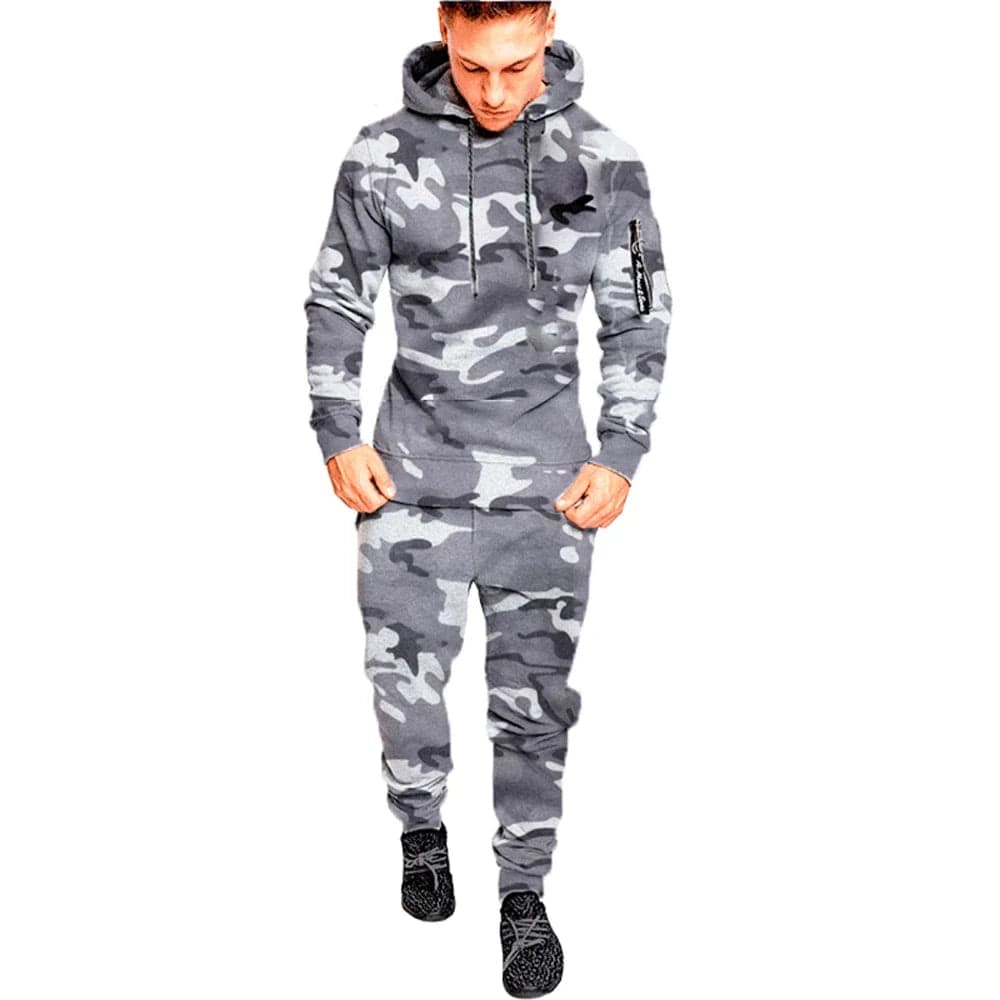 Men's Camouflage Tracksuit | Two - Piece Set with Sports Hoodie & Pants | Outdoor Sports Suit | Casual Jogging Sweatshirt Outfit - Homebound Essentials