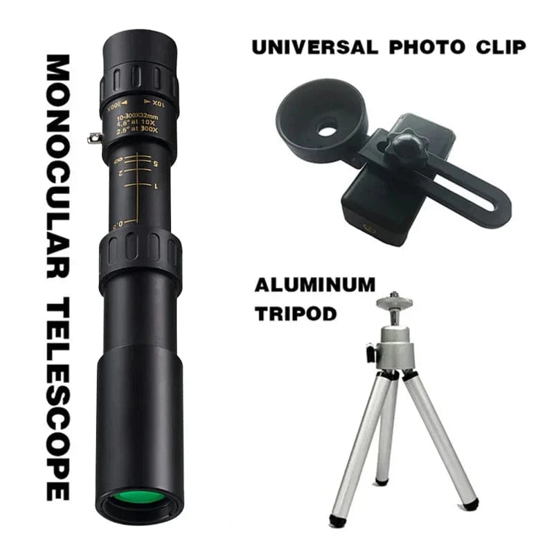 Military Metal 10 - 300X Zoom HD Powerful Binoculars - Long Range Portable Telescope for Hunting - Homebound Essentials
