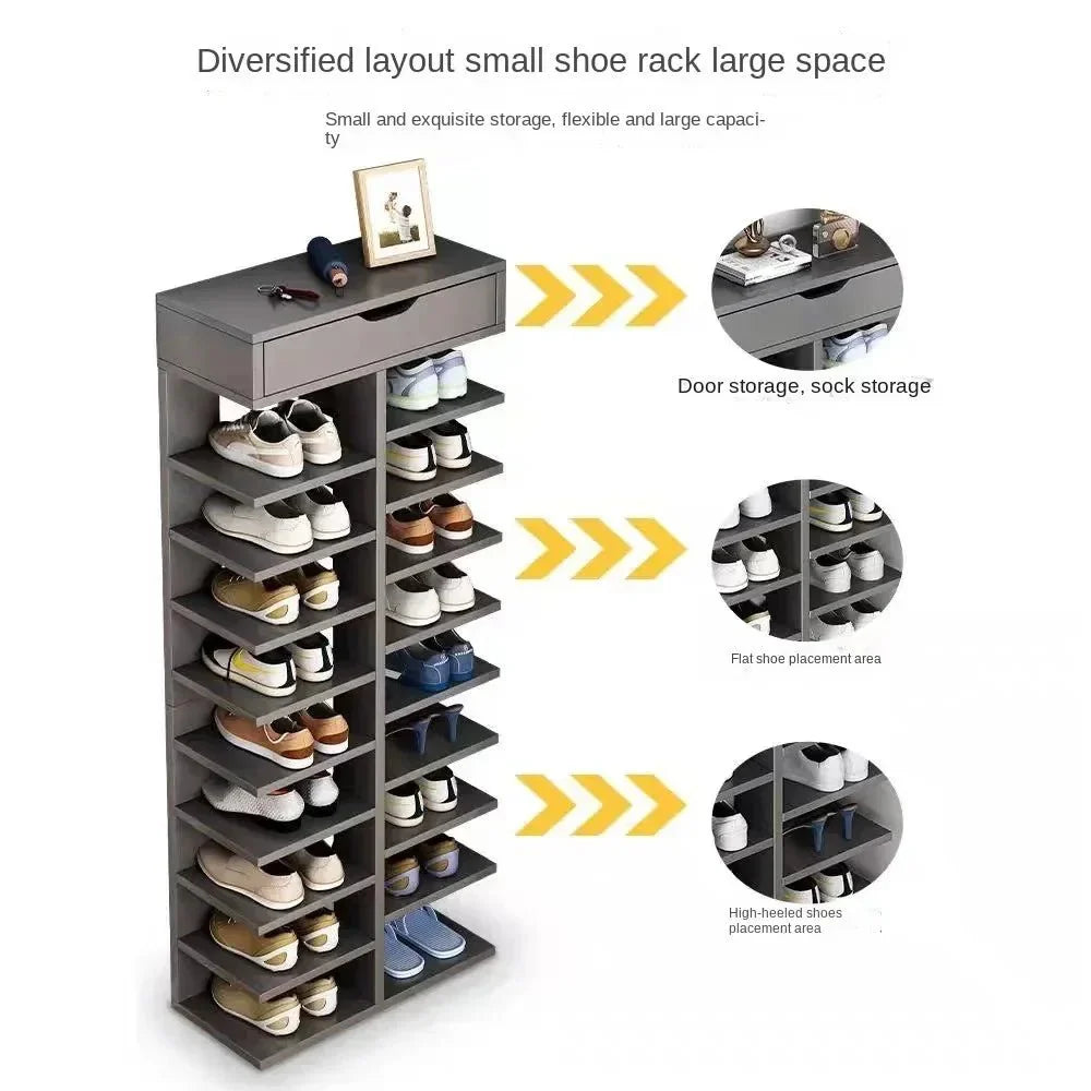 Multilayer Shoe Cabinet with Top Drawer Organizer: Space - Saving Home Furniture - Homebound Essentials