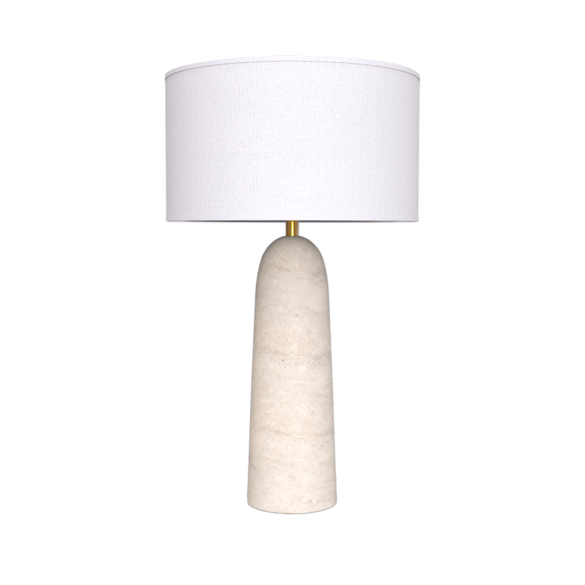 Nordic Wabi - Sabi Table Lamp Natural Stone Base Linen Shade Minimalist Japandi Bedside Desk Light - GiftWave.co