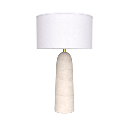 Nordic Wabi - Sabi Table Lamp Natural Stone Base Linen Shade Minimalist Japandi Bedside Desk Light - GiftWave.co