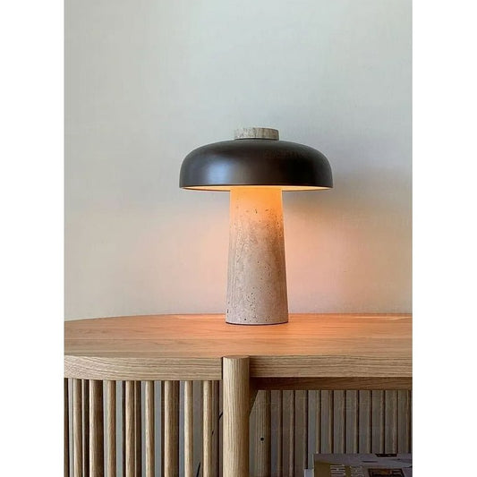 Nordic Wabi - Sabi Table Lamp Natural Stone Base Linen Shade Minimalist Japandi Bedside Desk Light - GiftWave.co
