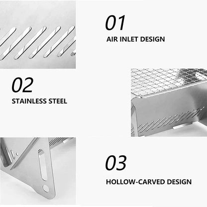 Portable Folding Charcoal Grill Stainless Steel Camping BBQ Outdoor Comp... — View 3