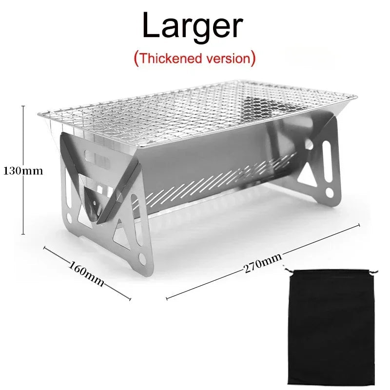 Portable Folding Charcoal Grill Stainless Steel Camping BBQ Outdoor Comp... — View 7