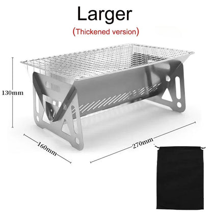 Portable Folding Charcoal Grill Stainless Steel Camping BBQ Outdoor Comp... — View 7