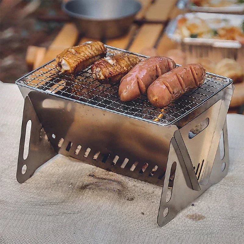 Portable Folding Charcoal Grill Stainless Steel Camping BBQ Outdoor Comp... — View 6