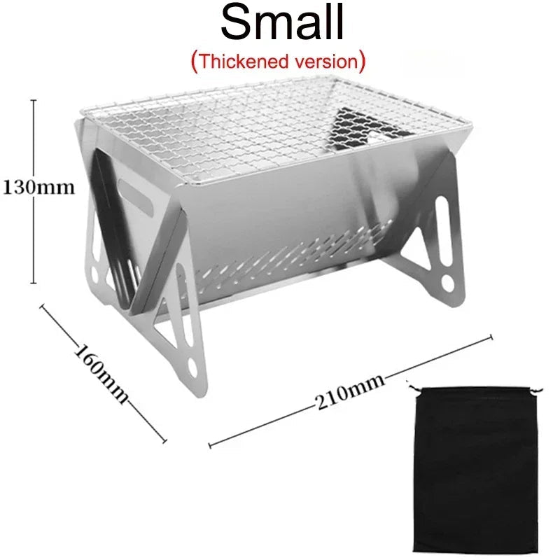 Portable Folding Charcoal Grill Stainless Steel Camping BBQ Outdoor Comp... — View 8