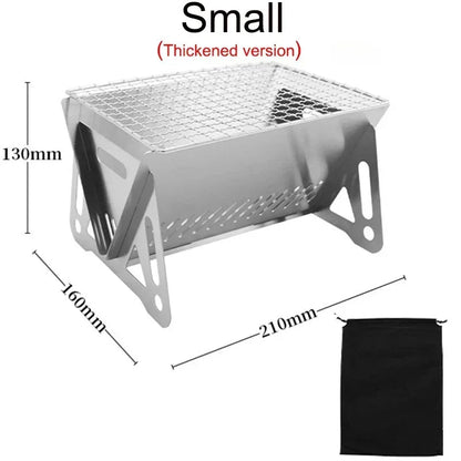 Portable Folding Charcoal Grill Stainless Steel Camping BBQ Outdoor Comp... — View 8