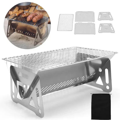 Portable Folding Charcoal Grill Stainless Steel Camping BBQ Outdoor Comp... — Gift Idea