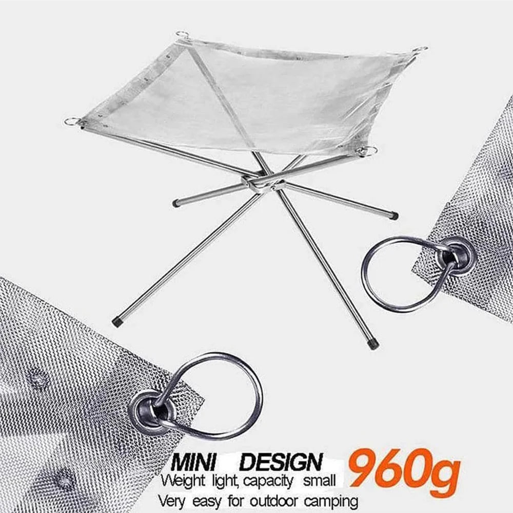 Portable Stainless Steel Fire Pit Grill Foldable Camping BBQ Bonfire Rac... — View 2