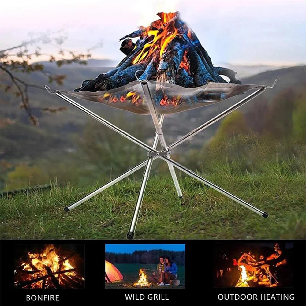 Portable Stainless Steel Fire Pit Grill Foldable Camping BBQ Bonfire Rac... — View 6