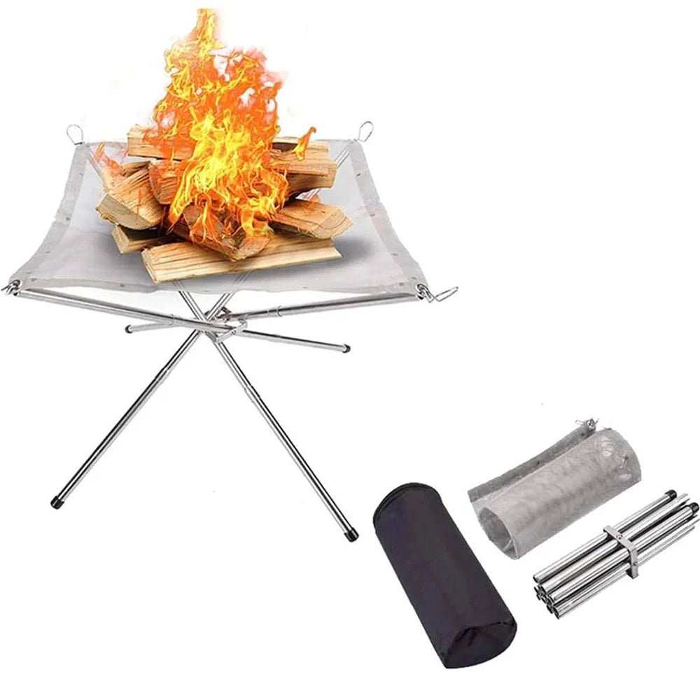 Portable Stainless Steel Fire Pit Grill Foldable Camping BBQ Bonfire Rac... — Gift Idea